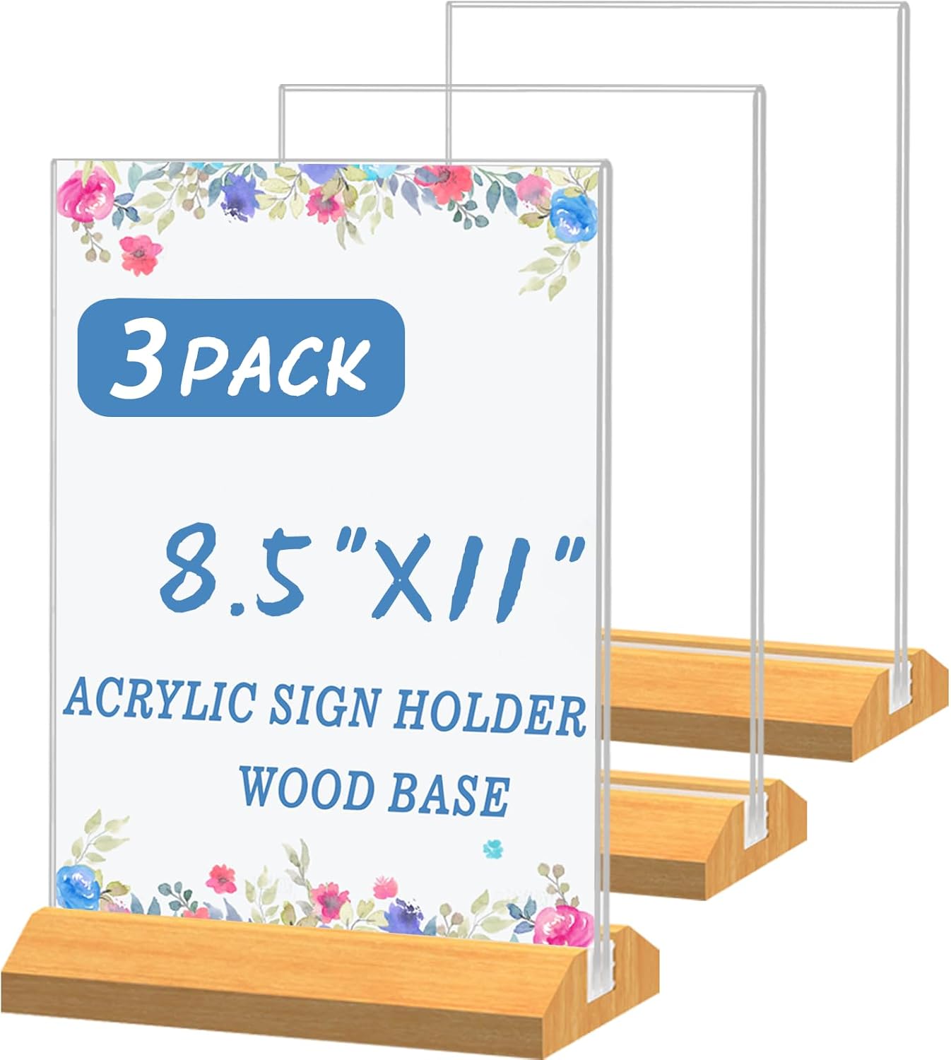 Wood Base Sign Holders - 3 pack