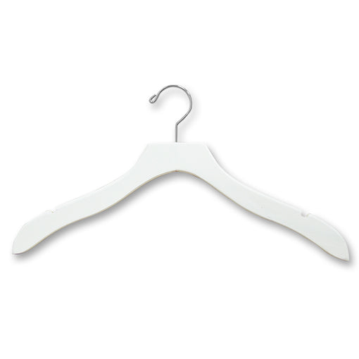 17" White - Deluxe Wood Top Hangers (50 or 100)