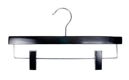14" Black - Wood Pants/Skirt Hanger - gloss or flat finish (50 or 100)