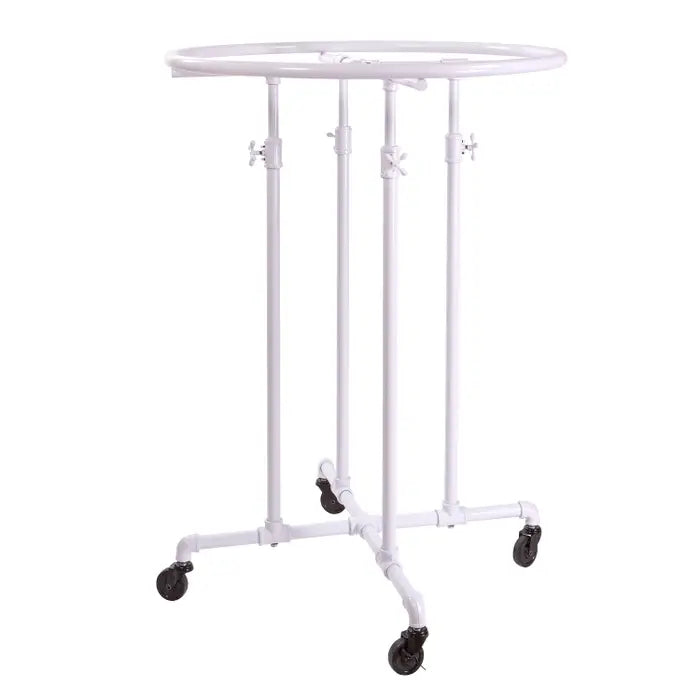 white round rack with wheels
