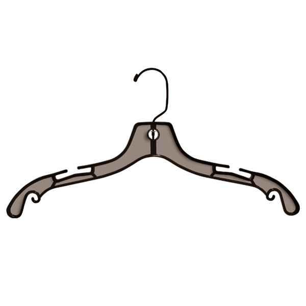 Smoke color plastic top hanger 17"
