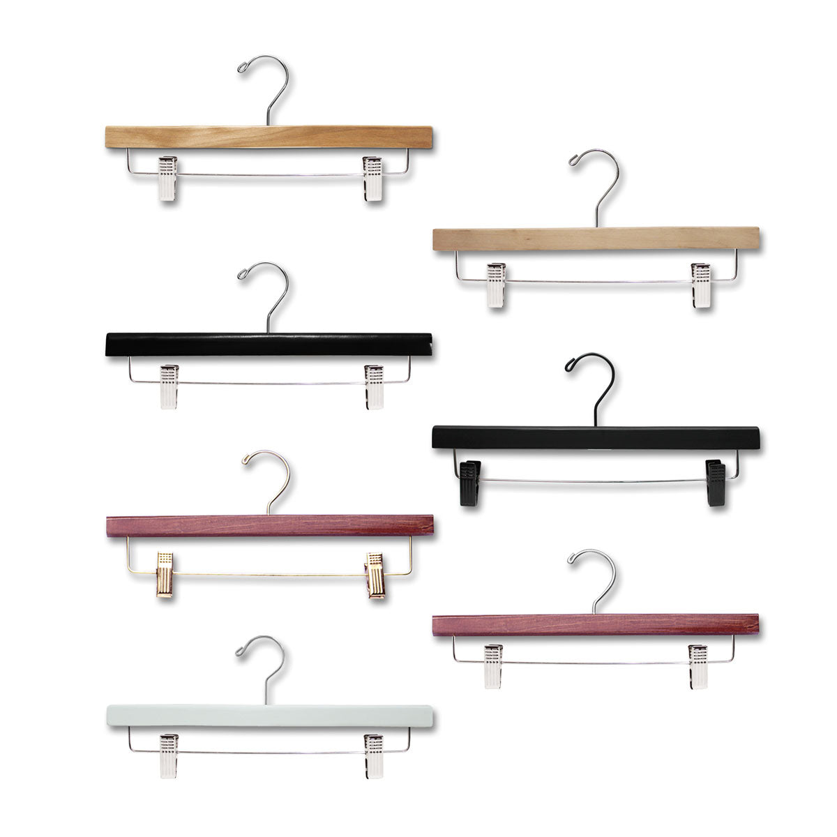 14" Natural Finish - Wood Pants/Skirt Hangers (50 or 100)