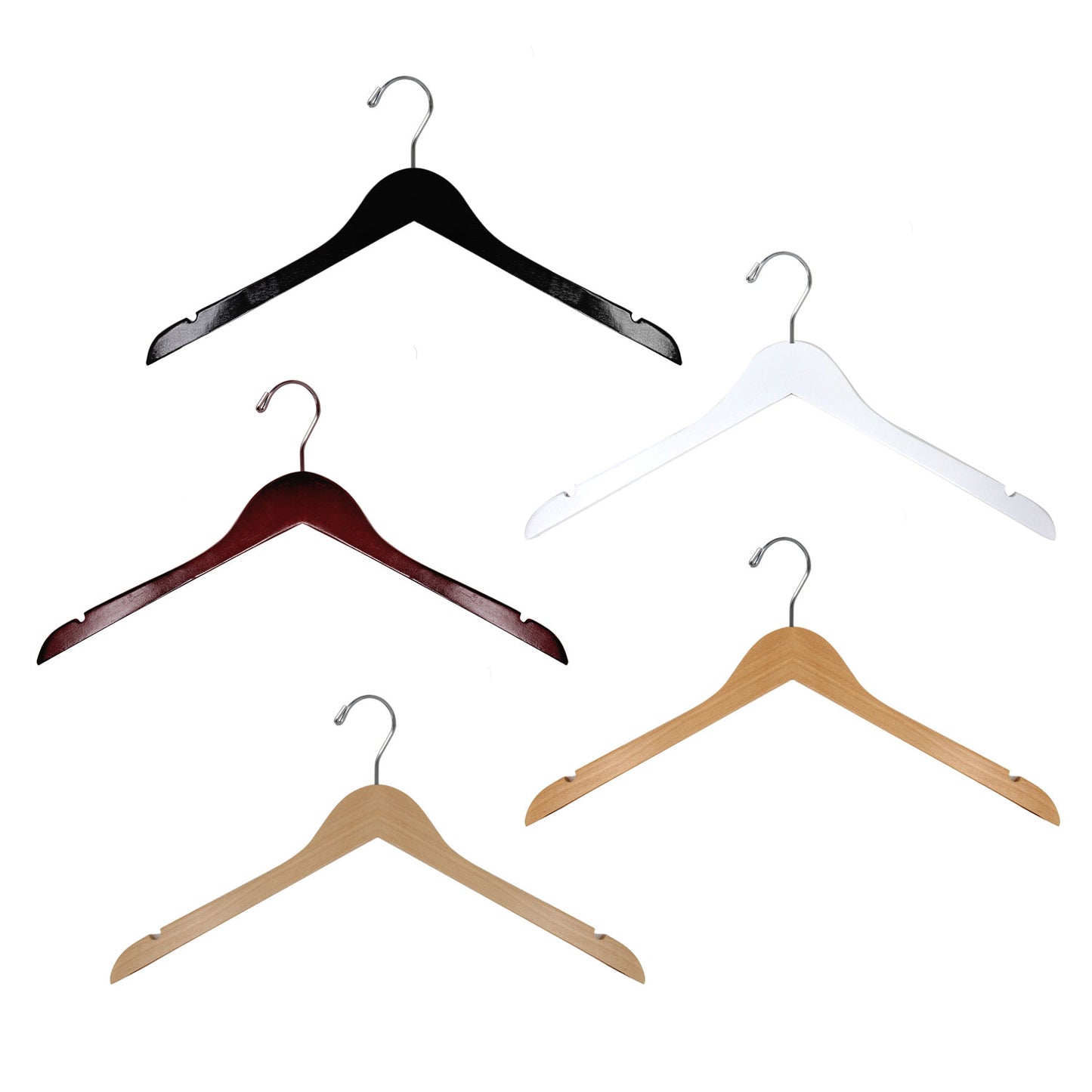 17" Wood Top Hangers with notches Natural style