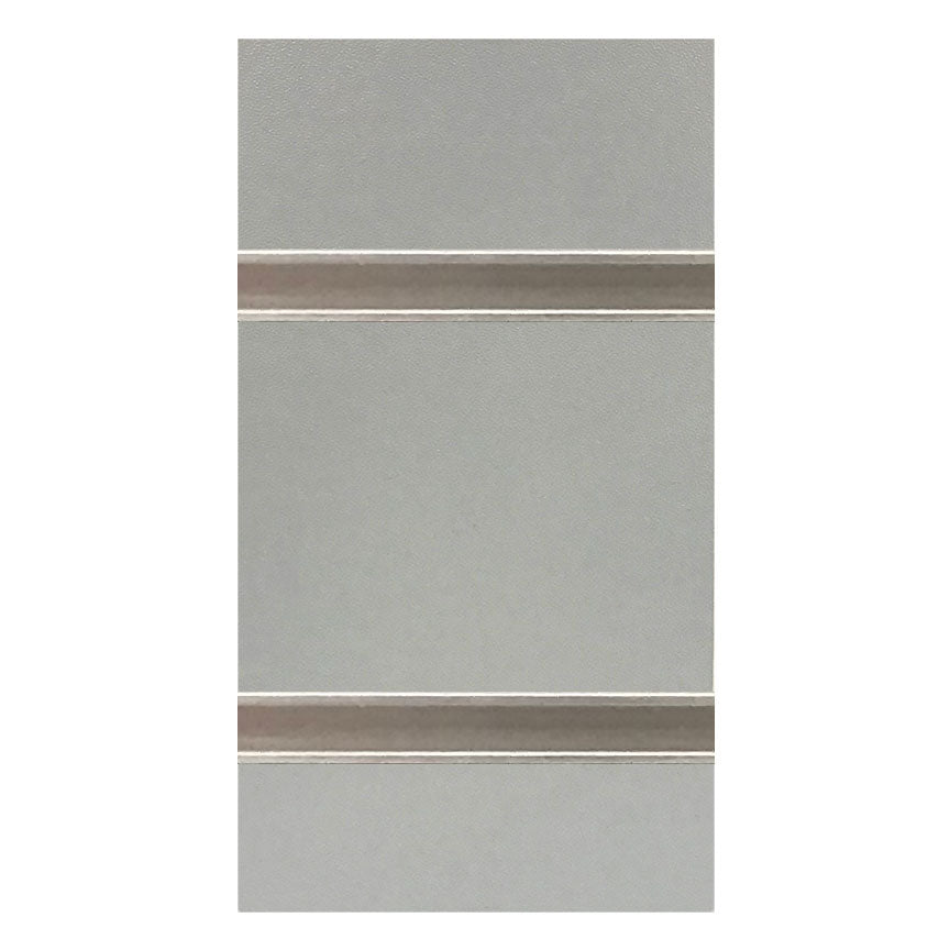 Gray slatwall with metal inserts