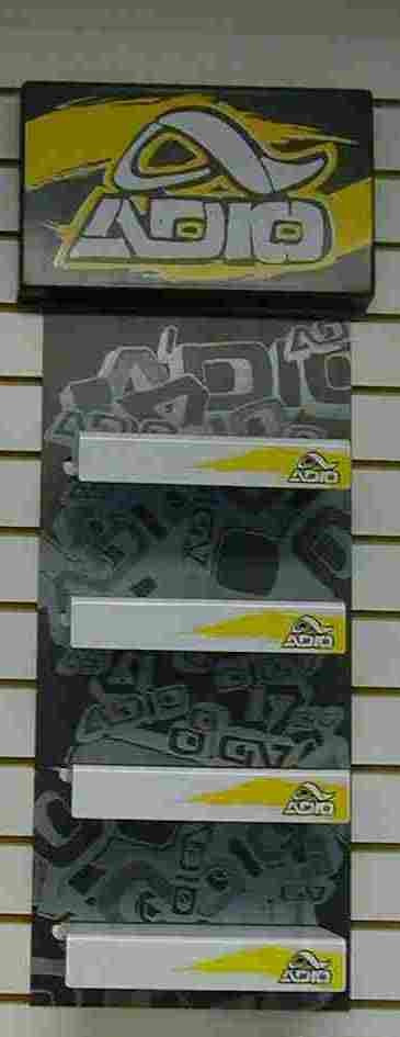 Logo box, backer board, slatwall shelves