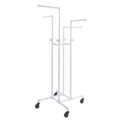 White pipeline rack 4 way with casters