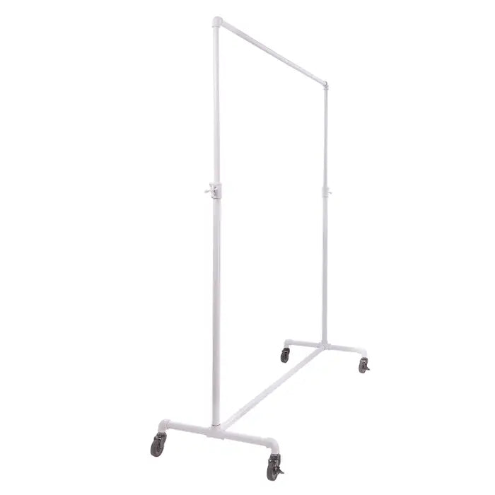 White rolling rack adjustable pipeline