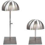 Hat displayer for countertop - adjusts to multiple heights.  Brushed metal finish.  