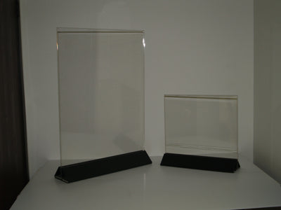 Clear acrylic sign holder with black base - 3 sizes