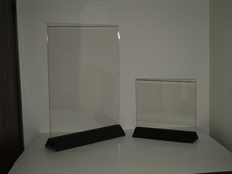 Clear acrylic sign holder with black base - 3 sizes