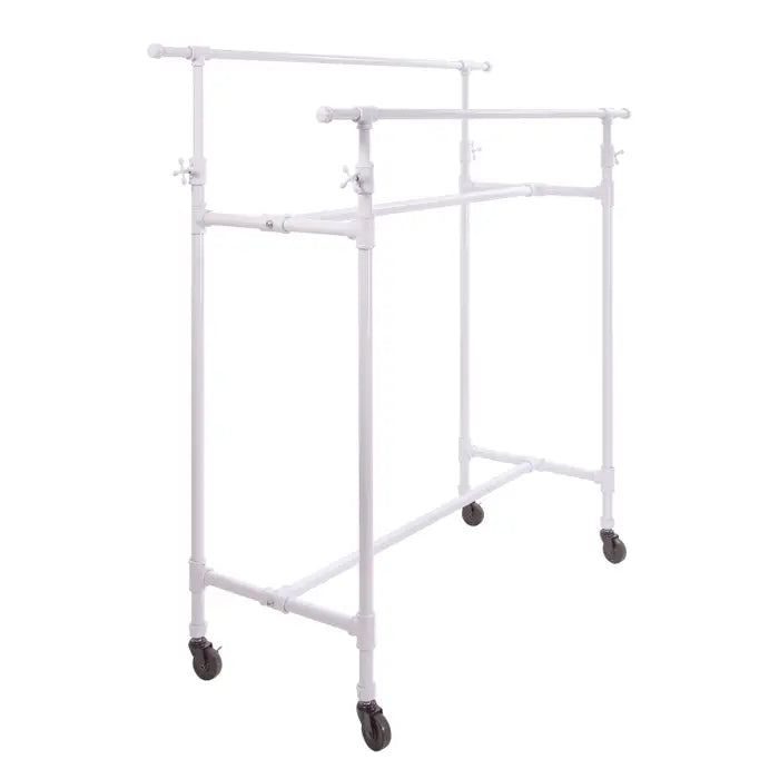 White pipeline adjustable double bar box rack