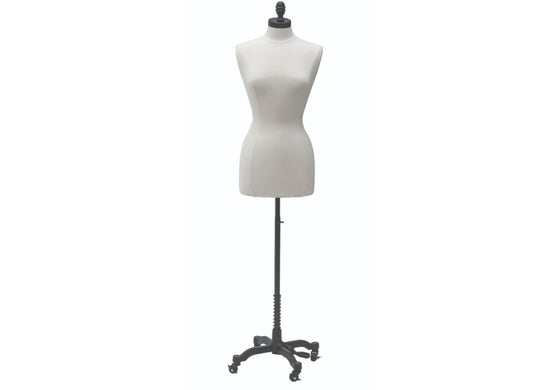 Female Dress Form w/ black acorn neck block and base – Complete Set