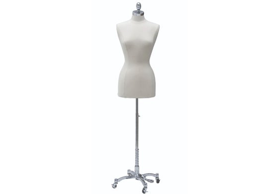 Female Dress Form w/ chrome acorn neck block and base – Complete Set