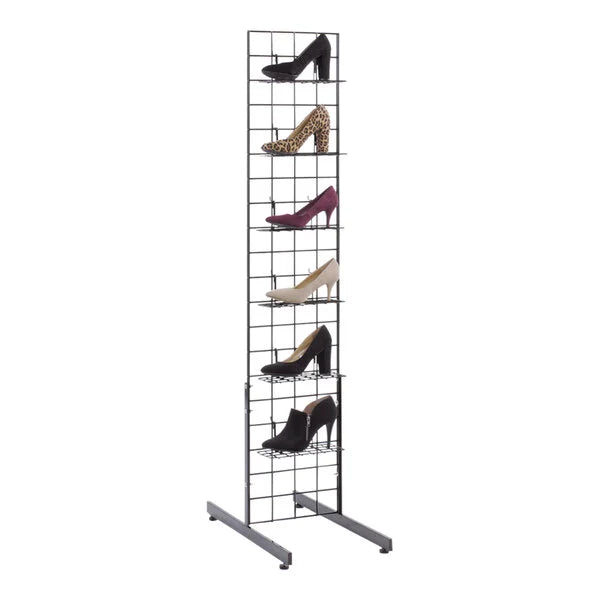 Gridwall shoe display 12" wide for 10 or 15 shoes.