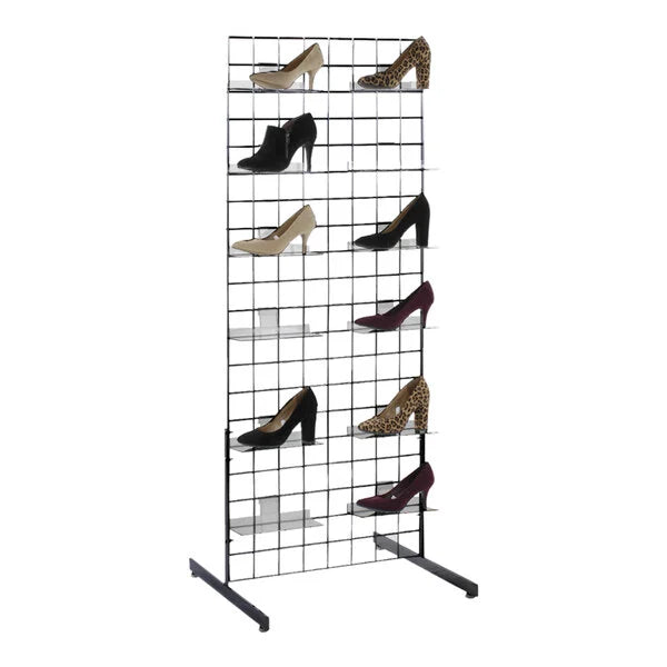 Gridwall shoe display 24" wide for 15 or 20 shoes.