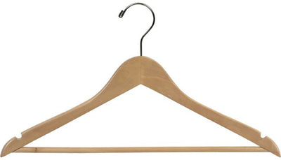 Natural 17" wood hangers with solid wood hang bar