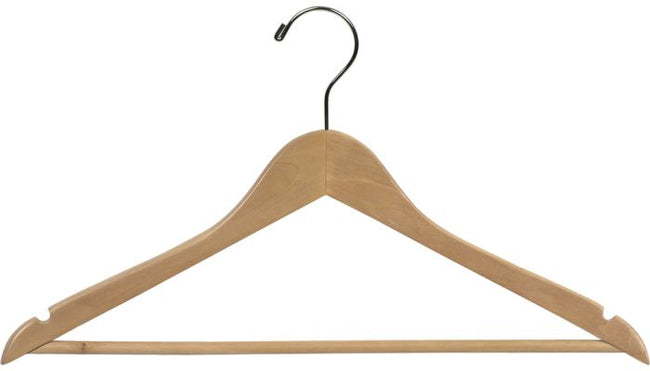 Natural 17" wood hangers with solid wood hang bar
