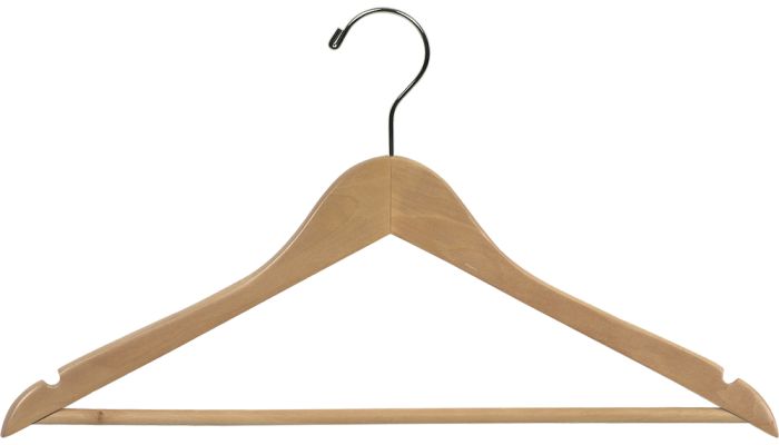 Natural 17" wood hangers with solid wood hang bar