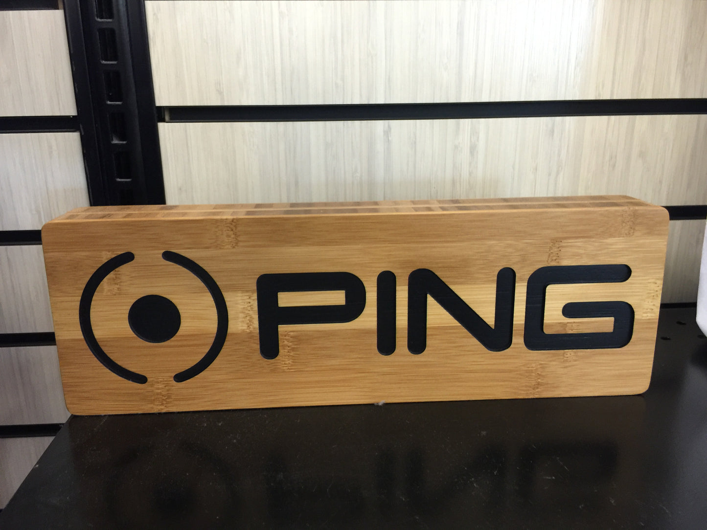 Wood Logo Blocks counter display fixture 