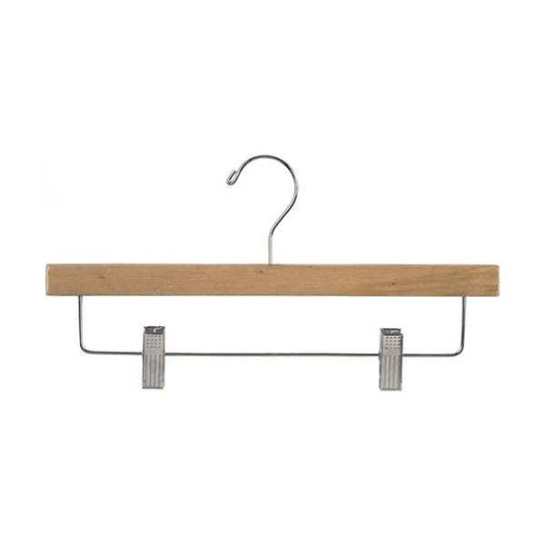 Varnish finish 14" wood pants hangers with clips