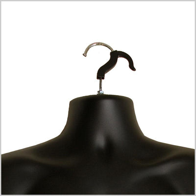 Hook and hanging upper torso body form display for tee shirts