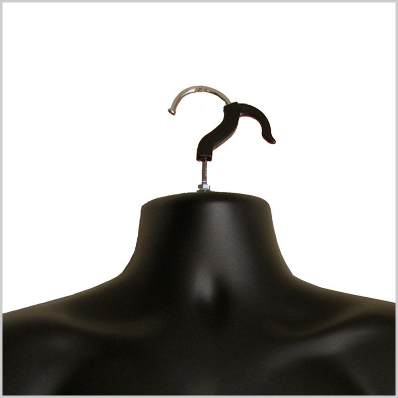 Hook and hanging upper torso body form display for tee shirts