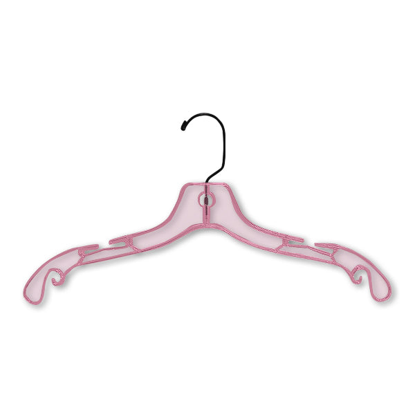Pink Plastic Top Hanger with black swivel hook