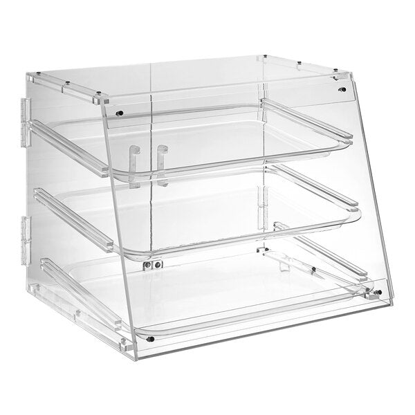 3 tier bakery case clear food bin