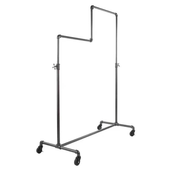 Pipeline double tier hang rack with wheels casters grey color 