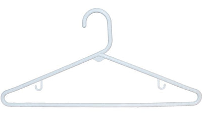 White tubular hangers great for any closet or store.  72 per box.