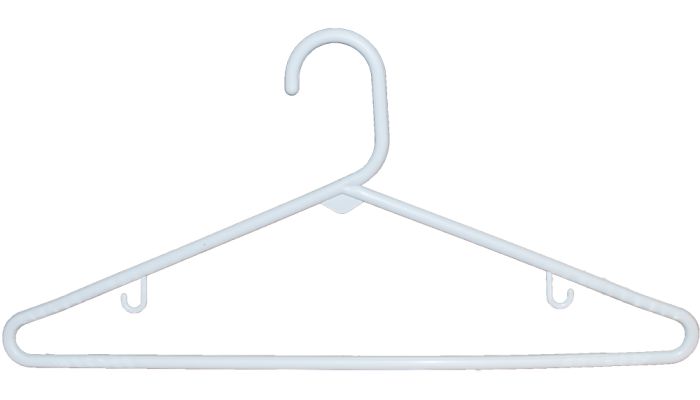 White tubular hangers great for any closet or store.  72 per box.