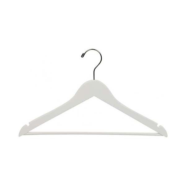 17" White Wood Suit Hanger w/ bar