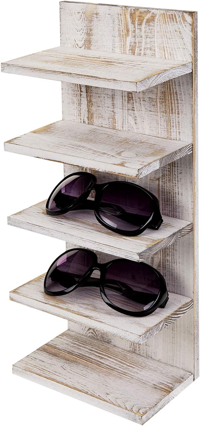 white wood wash 5 tier shelf