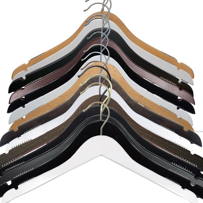 17" Standard 2 - Wood Shirt Hangers - non slip