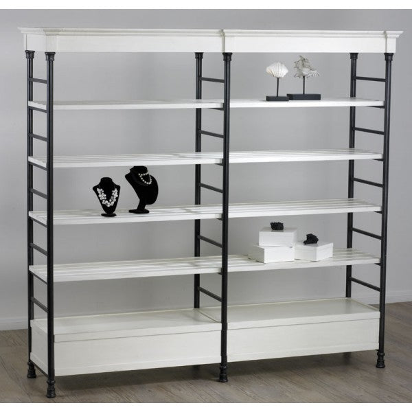 Double Wide Etagere - Distressed White