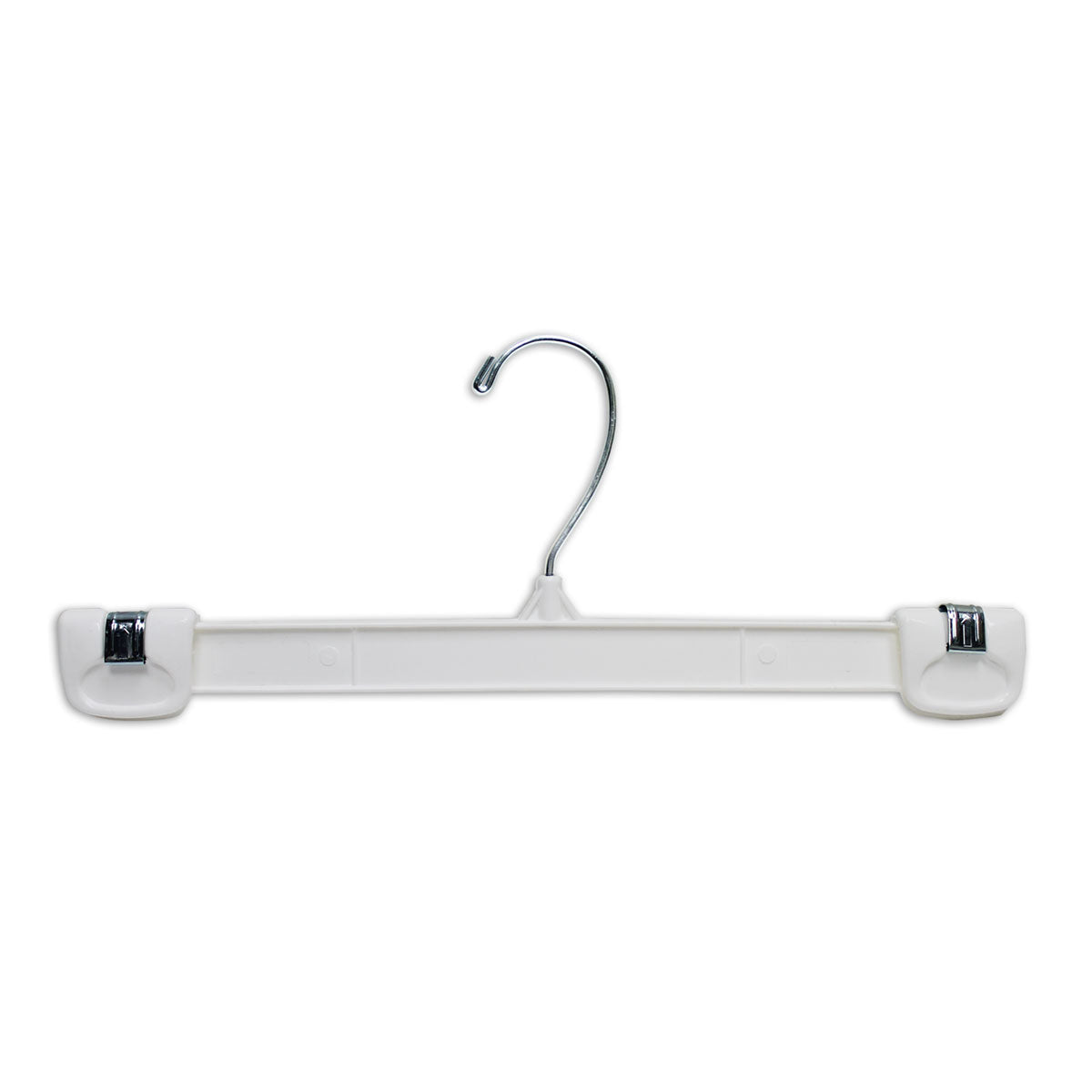 12 White Wooden Children's Hanger with Chrome Pant Clips