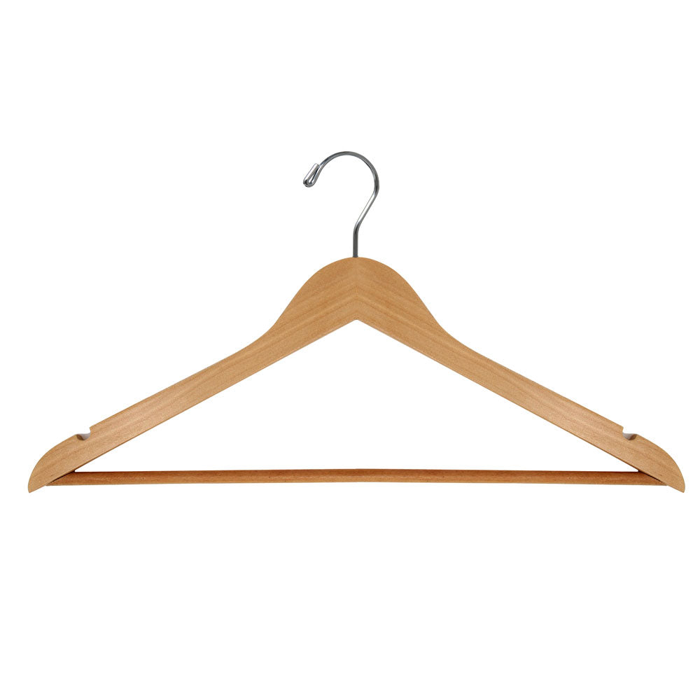 17" Wood Shirt Hangers w/ pants bar