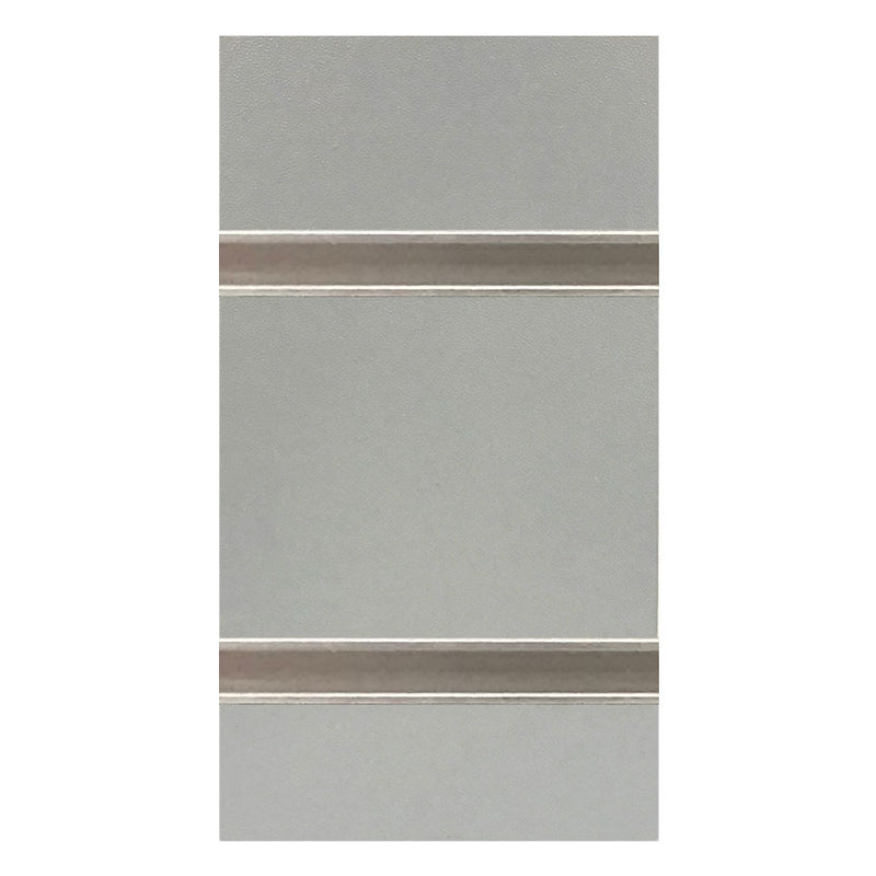 Gray slatwall with metal inserts