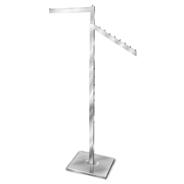 2 Way Rack- 1 Straight, 1 Slant Arm Chrome or Black – Saddleback Display