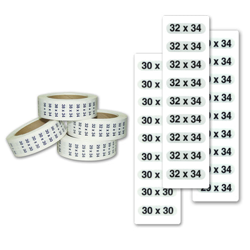 Wrap Around Die Cut Label - Pant Sizes